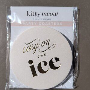 Kitty Meow Party Coasters Easy On The Ice Gold Foil